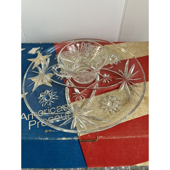 Vintage Anchor Hocking Early American Prescut Snack Set 8Pc Star of David NIB - Picture 8 of 8